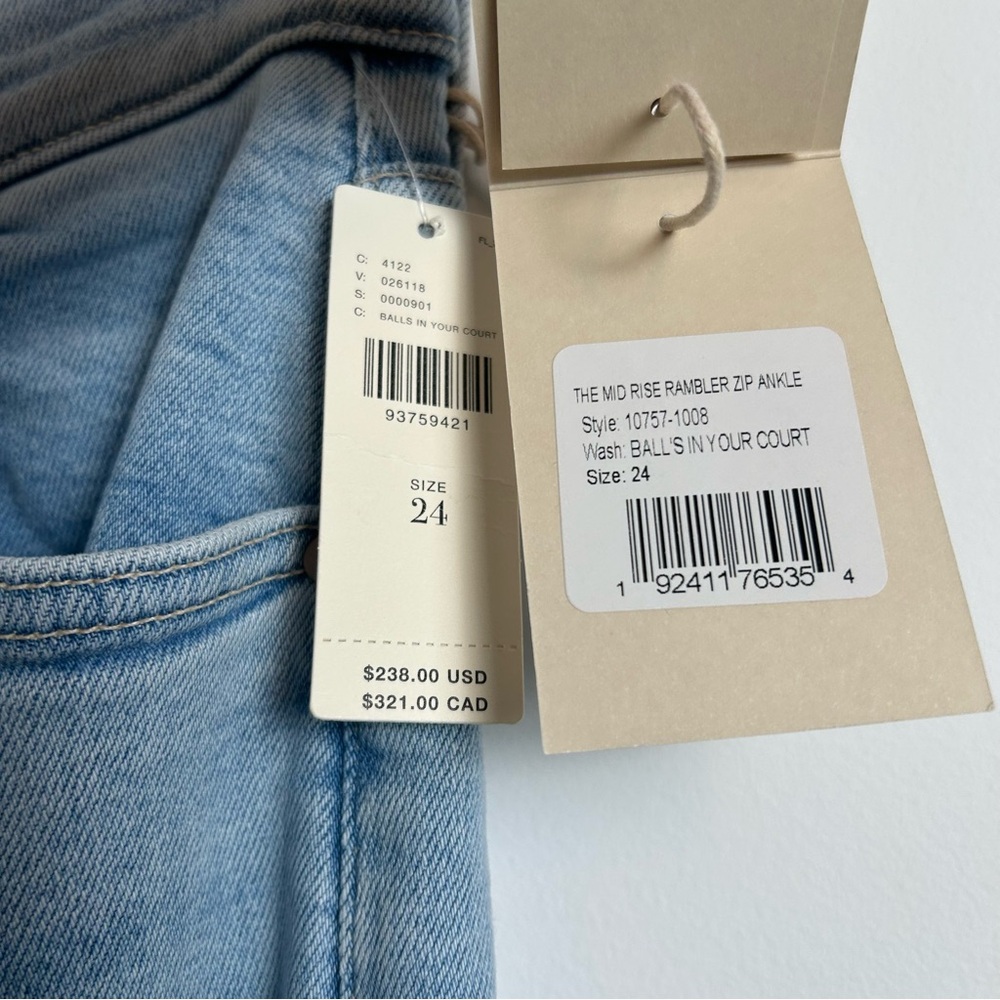 **NWT Mother Denim Jeans The Mid Rise Rambler Zip AnkleWash: Balls in your court - Picture 3 of 16